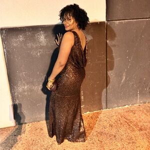 BOOHOO Cowl Back Maxi Fit & Flare Evening Gown